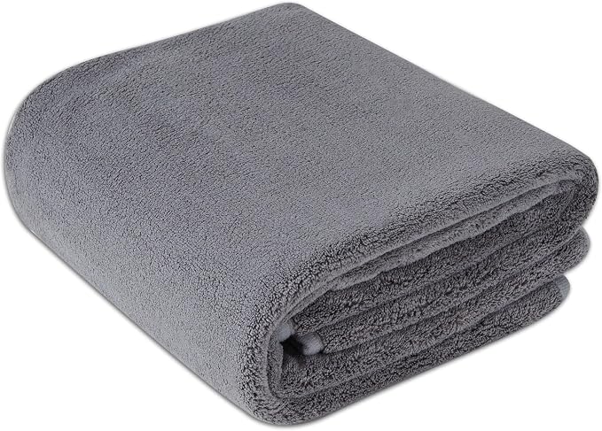 Amazon Basics Super Absorbent Microfiber Car Drying Towel, Streak-Free, Non-Abrasive, 36"L x 25"W, Gray