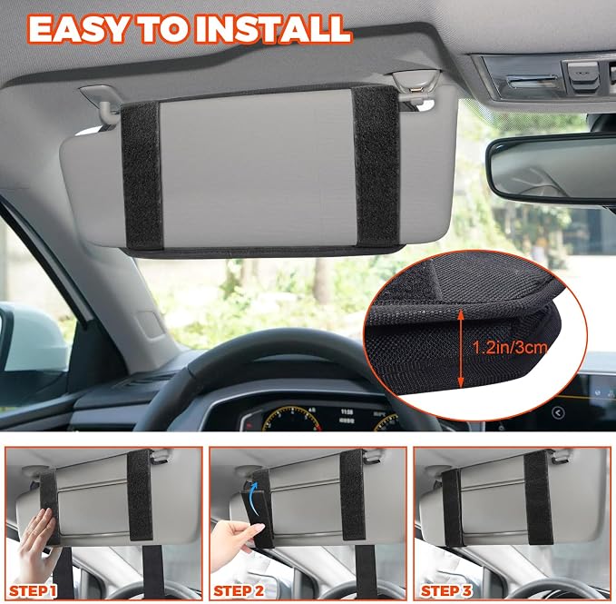 1000D Sun Visor Organizer Fits Most Car, SUVs, and Trucks | with Zipper Visor Storage Pouch, Car Sunglasses Holder, Hard Molle Panel for Tactical Gears