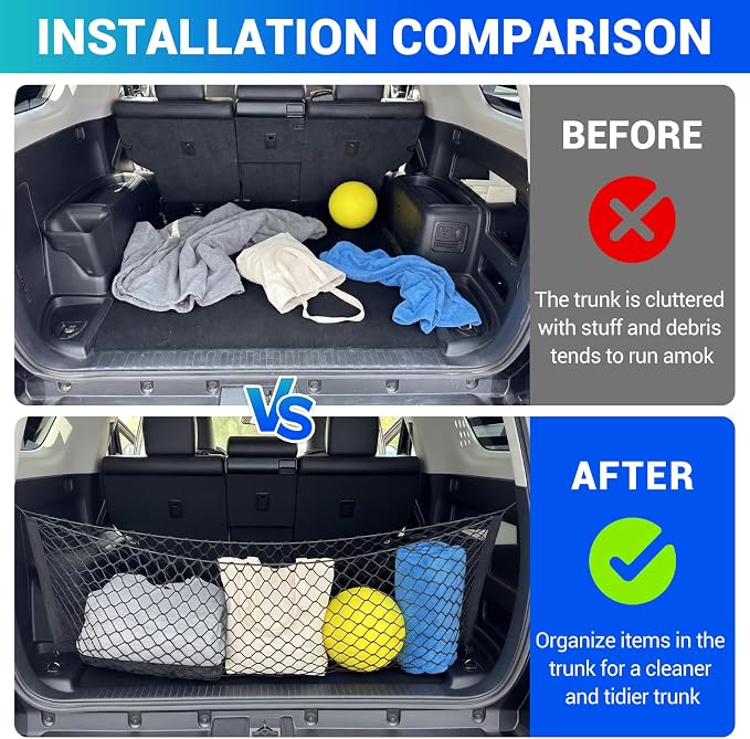 Trunk Cargo Net Fits for 2010-2024 Toyota 4Runner Trunk Organizer Tailgate Suspended String Bag Cargo Storage Pocket Compatible with 4Runner 5-Seat 2nd Row Accessories Elastic Stretchable Net