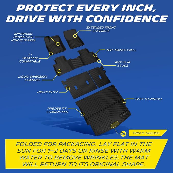 Michelin Vehicle Mats, All-Weather TPE Custom Fit Liner for 2021-2026 Nissan Rogue (6 Piece), Not for Sport/PHEV, Premier