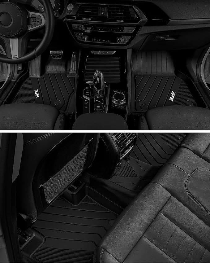 3W Floor Mats Compatible for BMW X3 F25 2011-2017 / BMW X4 2015-2018 xDrive28i/28d/35i/M40i Custom Fit TPE All Weather Floor Liner for 1st and 2nd Row Full Set Car Mats, Black