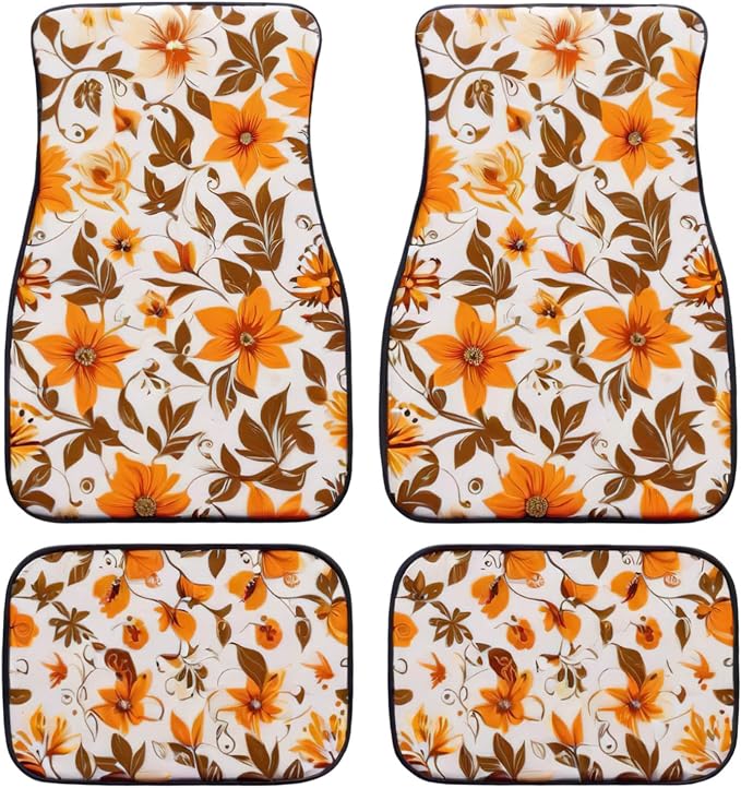 Car Floor Mats Non-Slip Automotive Floor Mats All-Weather Front Rear Car Floor Foot Mat Sets of 4 Pieces Foot Mats Rugs Carpet for Car Trucks SUV Sedans (Fall-03)