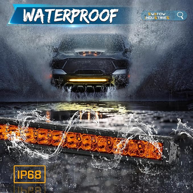 30 Inch Light Bar Amber, SWATOW IDUSTRIES 30" Screwless Slim LED Light Bar Single Row Spot Flood Offorad Driving Lights Bumper Mount for Wrangler F150 Toyota Chevy Ram Truck UTV SUV Can Am Polaris