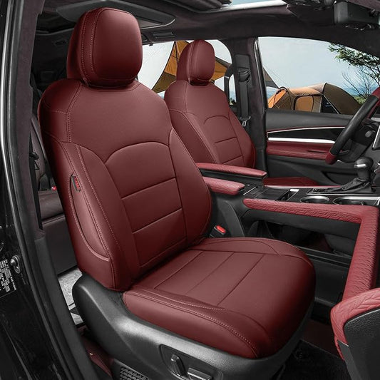 coverdream Sienna Leather Car Seat Covers Custom Fit for 2011-2020 Toyota Sienna SE,LE,XLE,SE Premium,XLE Premium,8-Seater,Airbag Compatible Waterproof Auto Seat Protector(Full Set,Wine Red)
