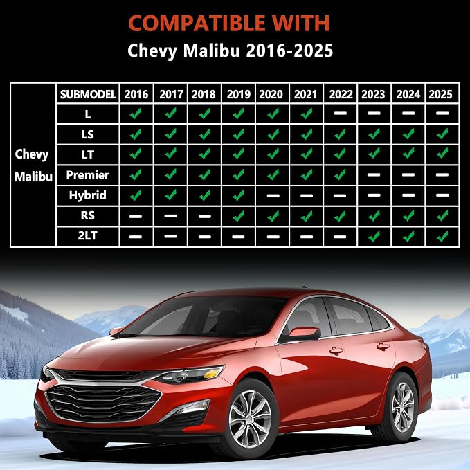 KARPAL Floor Mats for 2016-2025 Chevrolet Chevy Malibu, All-Weather TPE Custom Fit Floor Liners Car Accessories