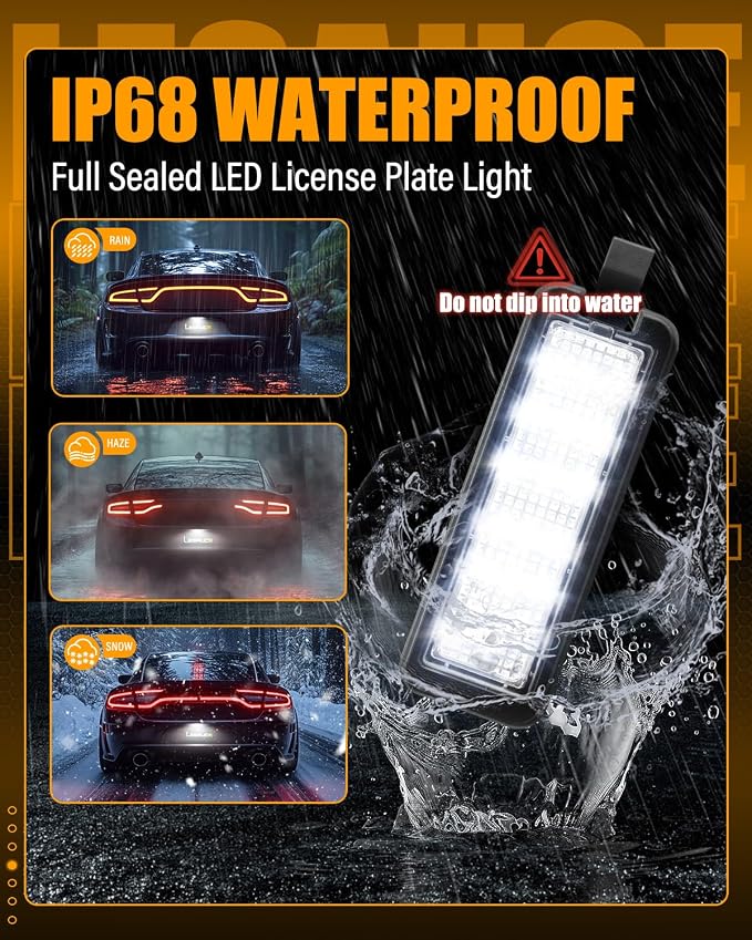 LESAUCE LED License Plate Light Assembly Replacement for 2015-2023 Dodge Charger Challenger, Chrysler 300 Pacifica, Jeep Compass - 6000K Bright White Tag Lamp, Direct OEM Fit, Pack of 1