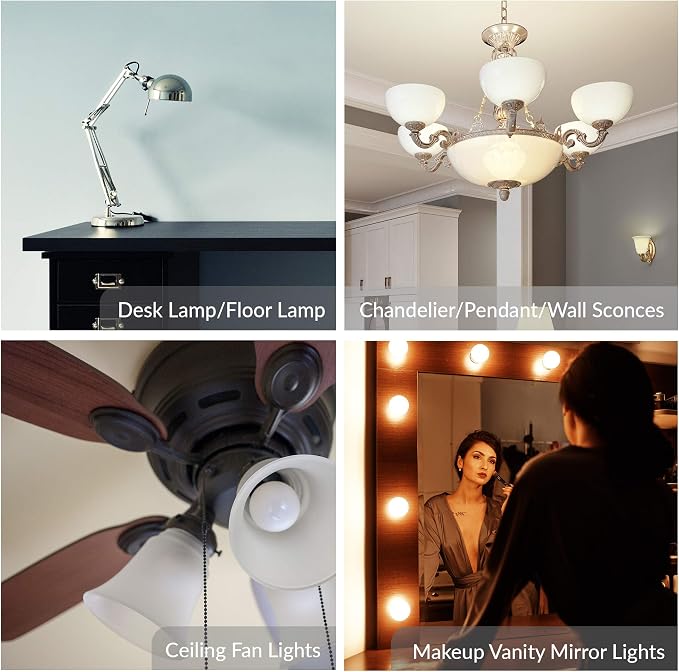 Simba Lighting Small Globe G16.5 40W E12 Frosted Glass 120V, 2700K, 10 Pack | Round Bulb, Candelabra Base, for Chandelier, Ceiling Fan Light, Decorative Vanity Lights, Wall Sconce, Warm White Dimmable