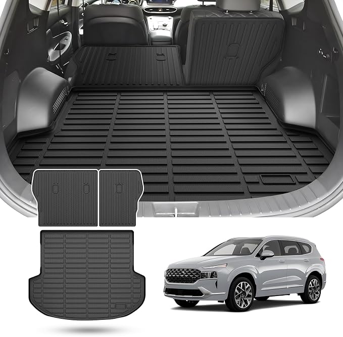 Santa Fe Cargo Liner - Trunk Mat for Hyundai Santa Fe 2021-2023, All Weather Cargo Mat for Santa Fe Accessories, Heavy Duty Car Mats, Car Accessories