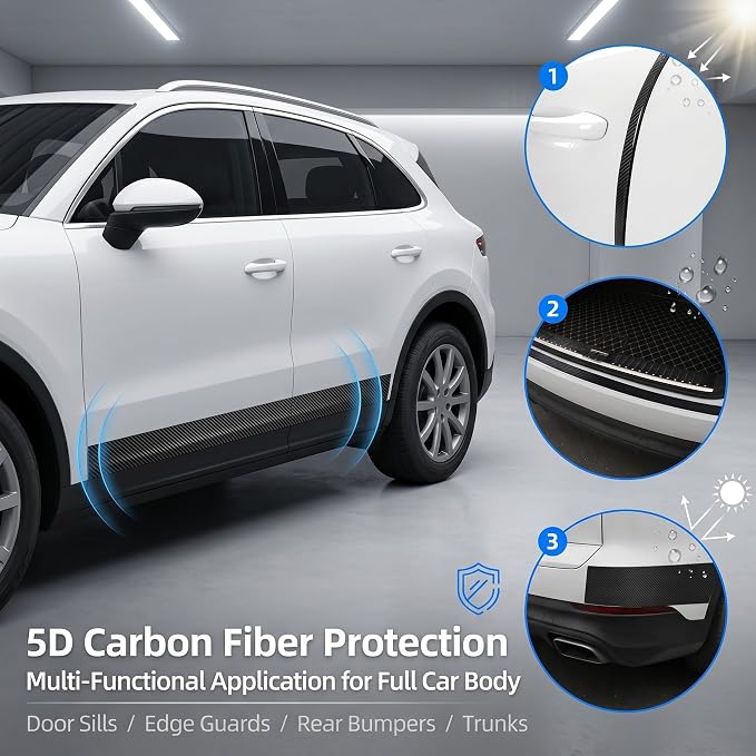 5D Carbon Fiber Car Door Sill Protector, Anti-Scratch Paint Protection Tape, Universal Wear-resistant Strip for Door Edge Guards