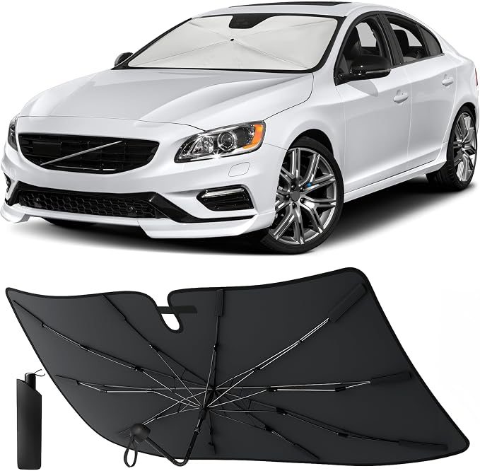 EcoNour Windshields Sun Shade for Car | Foldable Sun Shield | UV & Heat Protection for Front Window Shade with Storage Pouch | Fits Coupe, Sedan & Hatchbacks | Small 52"x31"