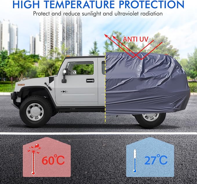 Car Cover Waterproof 2 Door, All Weather for Automobiles, Outdoor Full Exterior Cover Rain Sun UV Snowproof Protection with Zipper Cotton, Mirror Pocket for Jeep Covers Fits JK JL TJ YJ CJ