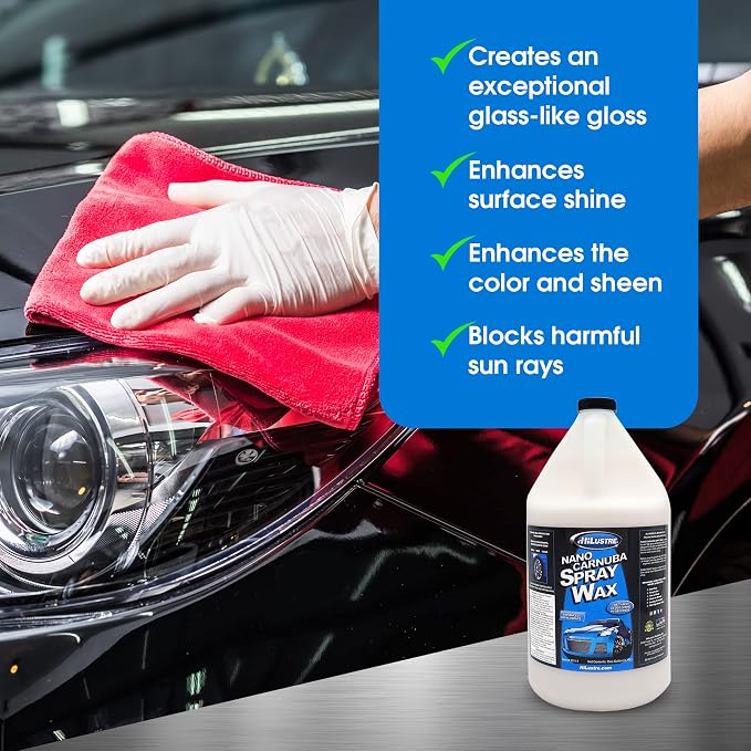 Nano Carnauba Spray Wax, Instant Shine Car Wax to Seal & Maintain Paint UV-Blocking, Hydrophobic Car Detailer Wax, Streak-Free and Safe for All Surfaces, Piña Colada Scent, 1 Gallon