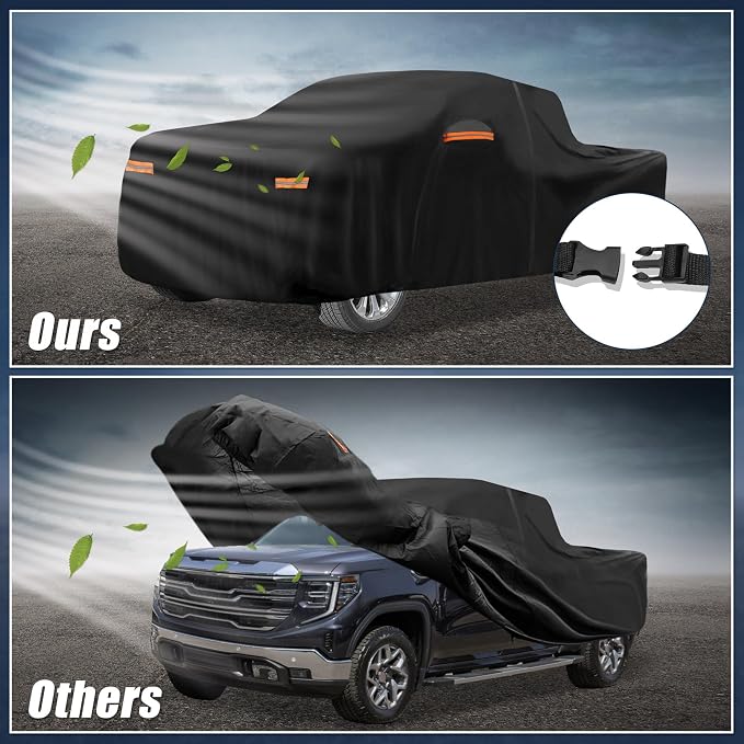 X AUTOHAUX Car Cover for GMC Sierra Crew Cab 6.6FT 210D-PU Outdoor Full Car Cover All Weather with Door Zipper for Waterproof Windproof Sun Rain Snow Protection