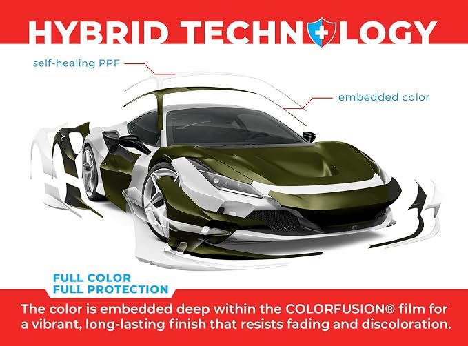 ColorFusion PPF by VViViD, Satin Stealth Combat Green Dry Apply PPF Vinyl Car Wrap Roll 6ft x 5ft