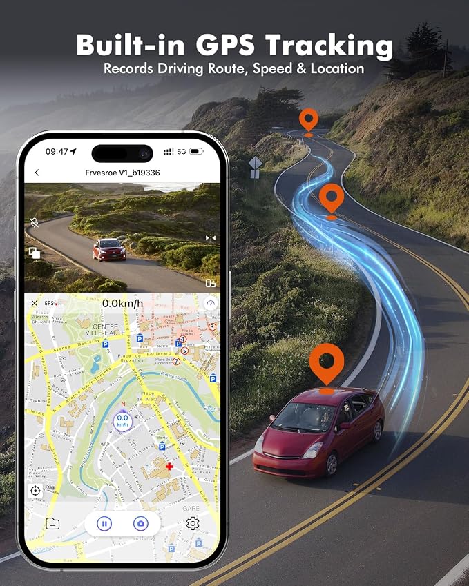 4K 3 Channel Dash Cam Front and Rear Inside, WiFi 6 GPS, 64GB Card | 4K+1080P+1080P, IR Night Vision, 24H Parking Mode, G-Sensor, Loop Recording, Dashcam for Rideshare Taxi Drivers Family