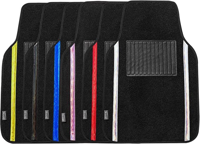 FH Group Universal Fit Car Floor Mats – All-Purpose Carpet Floor Mats & Protectors for Cars, SUVs & Trucks, Durable Automotive Carpet Mats, White & Black