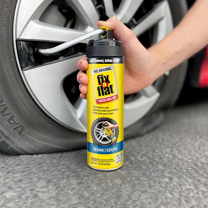 Fix-A-Flat S60420 Aerosol Emergency Flat Tire Repair and Inflator, for Standard Tires, Eco-Friendly Formula, Universal Fit for All Cars, 16 oz. (Pack of 1)