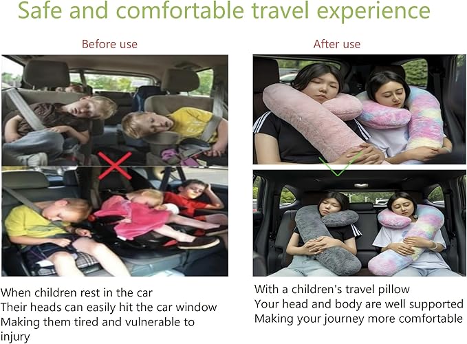 Car Travel Pillow, car Pillow for Kids and Adults, Ergonomic Travel Pillow Providing Neck and Body Support, a Sleep aid, Children's Travel Pillow -Pink