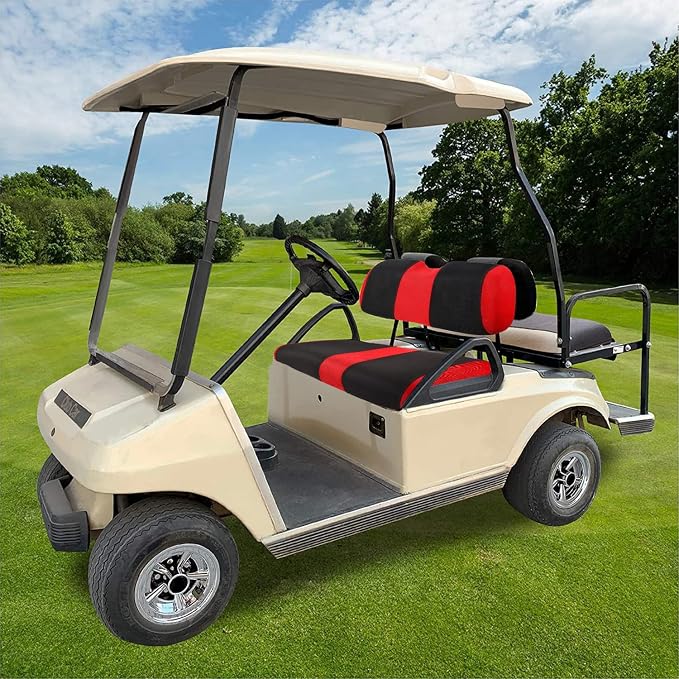 EZGO Golf Cart Front Seat Covers, Golf Cart Seat Cover Fit for EZGO TXT OEM Ordinary Seat Cushion, Washable Breathable Air Polyester Mesh Cloth, Cool in Summer and Warm in Winter