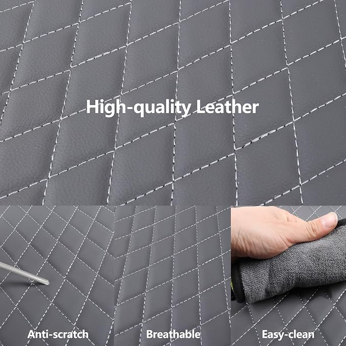 HChengkikz Car Seat Cover, Leather, Waterproof (Gray) | Breathable, PU Premium, Airbag Compatible, Universal Fit for Most Cars Sedans SUVs Vans and Trucks