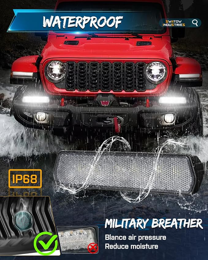 6 Inch Light Bar, SWATOW INDUSTRIES CREE LED Pod Lights Diffusion 6 Inch Driving Light Bar Scene Lights for Truck Pickup Off Road Wrangler Toyota UTV Tractor Heavy Duty Boat