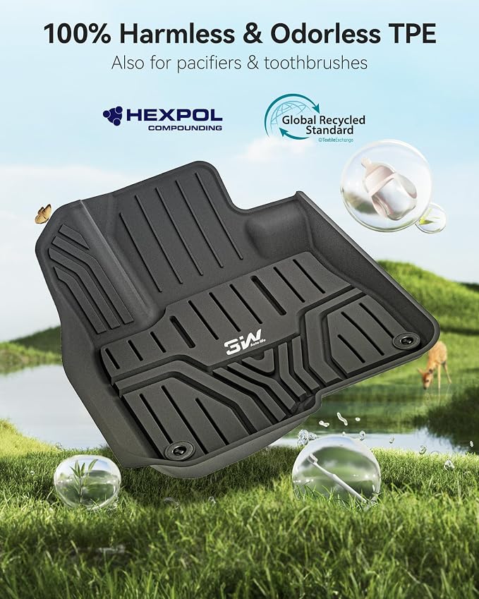 3W Floor Mats Fit for Honda CR-V 2017-2022 (Include Hybrid) TPE All Weather Custom Fit Floor Liner for Honda CRV 1st and 2nd Row Full Set Car Mats Black