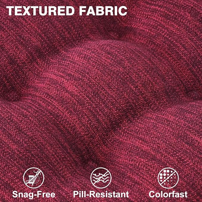 Shinnwa Dining Chair Cushions Set of 4, Dual-Layer Memory Foam Kitchen Chair Cushions, Patented Design Seat Pads with Ties, 16.5 x 16.5 x 3.5in, 4 Pack, Burgundy