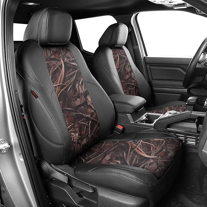 EKR Tacoma Seat Covers Custom Fit for Toyota Tacoma (Only for Hybrid) 2024 2025 2026 Double cab TRD Sport/TRD Off-Road/Limited/Trailhunter-Truck Seat Cover Full Set,Faux Leather(Black/Reed Camo)