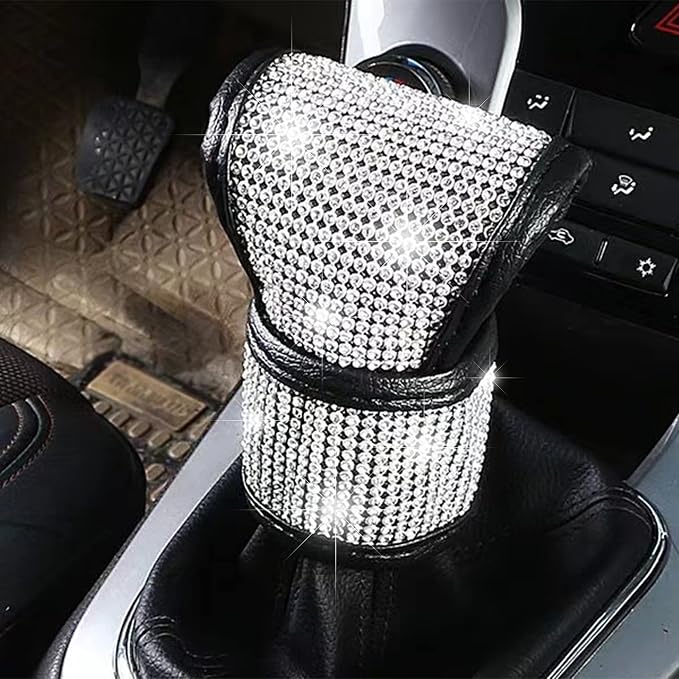 Crystal Auto Gear Shift Cover Bling Car Accessories,Universal Car Knob Gear Stick Protector from Scratching with Rhinestone Covers Car Decor Accessories for Women(Bling-003)