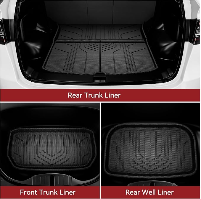 YITAMOTOR Floor Mats for Tesla Model Y 5 Seater 2024-2020, Custom Fit All Weather Floor Liners, Automotive Interior TPE Cargo Liner Frunk Mat Accessories for Model Y (NOT for Juniper), 6 Pcs Mats Set