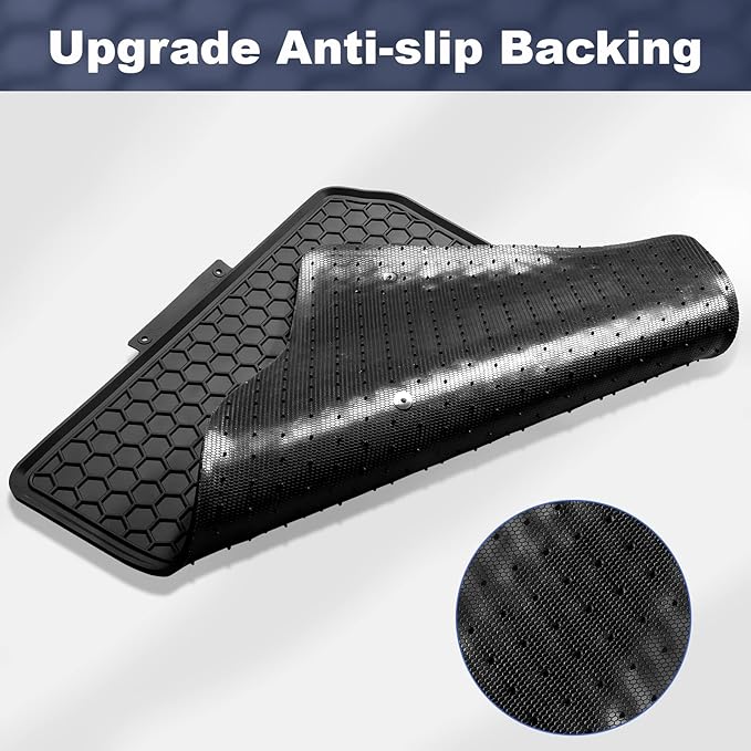 Spurtar for Tesla Model 3 Floor Mats 2017-2026, Automotive Rubber Floor Mat | Car Floor Mats with 3D Extended Edge, Honeycomb Design, Front & Rear All-Weather Protector, 3 Pack Black, Anti-Slip Backing