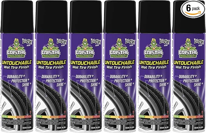 Cristal Products Untouchable Tire Shine Spray Crazy Ice (6 Pack) – Wet Look Tire Shine, No Sling, Long Lasting Car Tire Shine, Easy No Touch Application