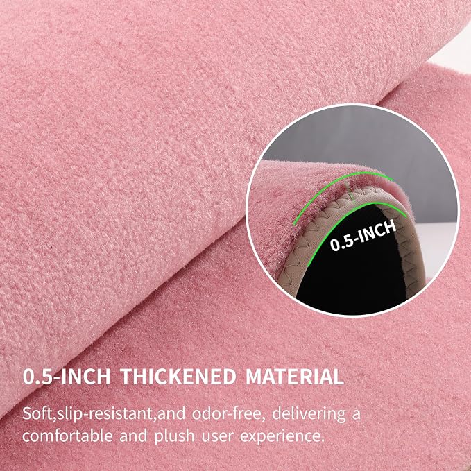 EKR All-Weather Universal Floor Mats,Thick Anti-Slip Car Carpet(Pink) | 0.5 inch Thick Anti-Slip Automotive Floor Mat with Driver Heel Pad Fit for SUV/Vans/Sedans/Trucks,Pink Carpet 4pcs Full set