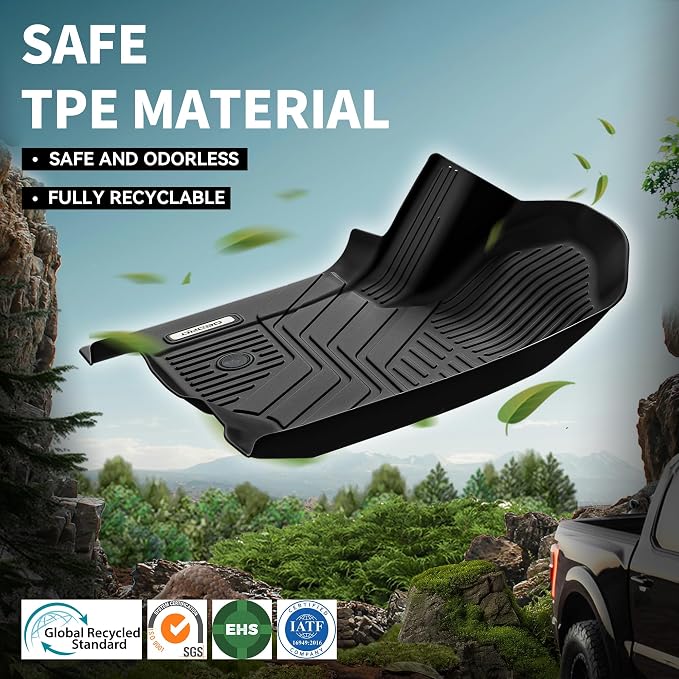 OEDRO Floor Mats Fits for 2015-2020 Chevy Tahoe/GMC Yukon, Custom Fit TPE Anti-Slip Floor Liners - All Weather Front Rear Floor Mats Yukon Tahoe Accessories