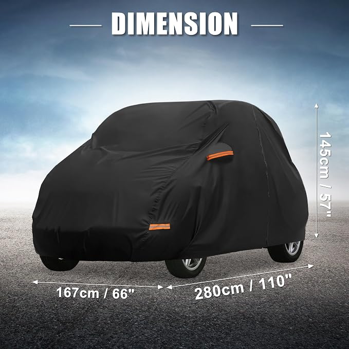 X AUTOHAUX Car Cover for Smart Fortwo 2007-2019 210D-PU Outdoor Full Car Cover All Weather with Door Zipper for Waterproof Windproof Sun Rain Snow Protection