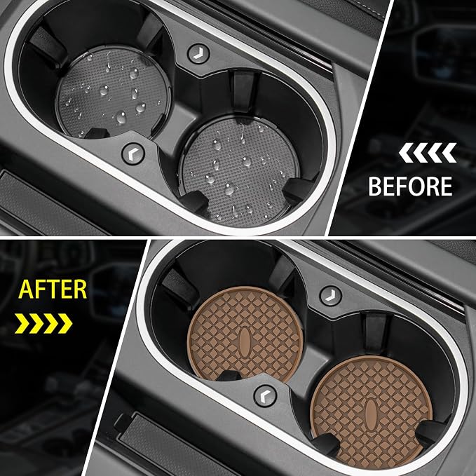 ME.FAN Car Cup Coasters [4 Pack] Silicone Car Coasters/Cup Mats, Non-Slip Recessed Car Interior Accessories Coffee