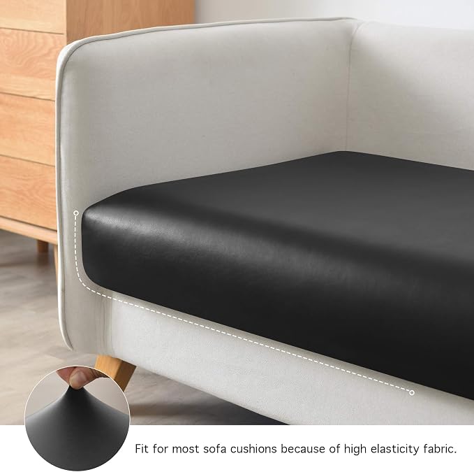 Yates Home PU Leather Couch Sofa Cushion Slipcover Water-Proof Elastic Chair RV Seat Covers Loveseat Sofa Furniture Protector Slip Cover for Settee Seater Replacement in Living Room（Loveseat, Black）
