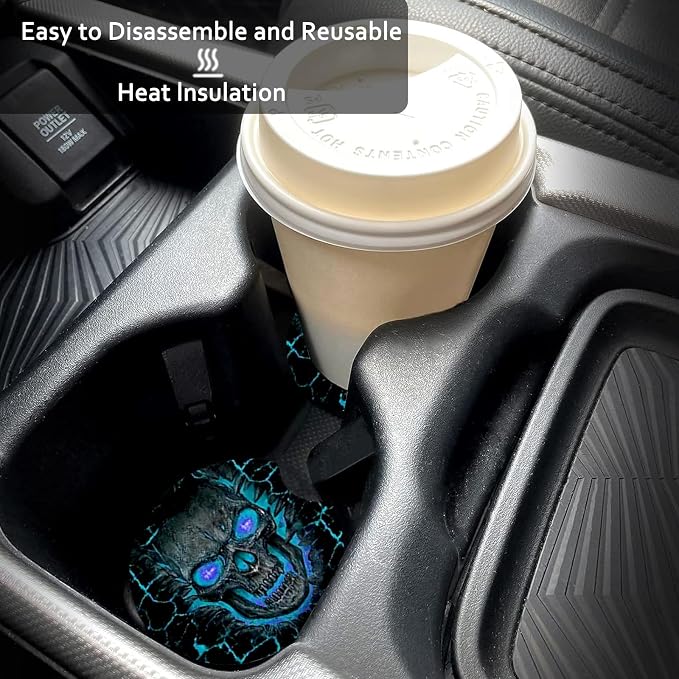 2 Pack Floral Car Coasters for Cup Holders,Neoprene Anti Slip Mat | 2.75" Universal Size,Auto Rubber Drink Coasters Decor Car Accessories Interior Floral Gifts for Women Men