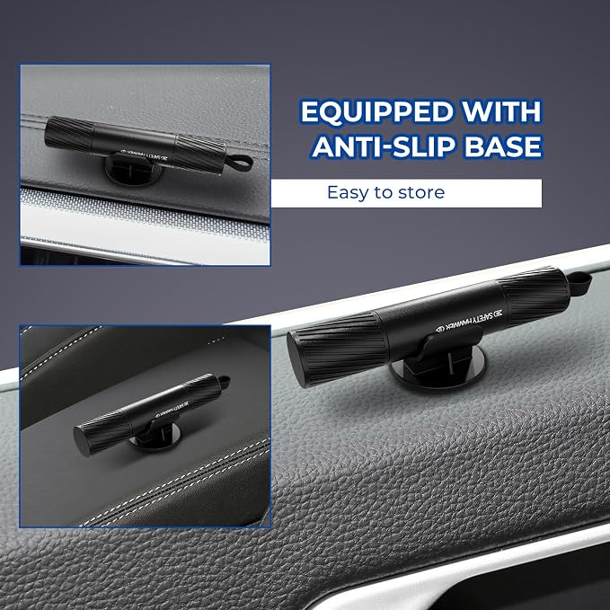 2 Pack Car Safety Hammer Car Window Breaker Seatbelt Cutter Emergency Escape Tool Car Glass Breaker for Land and Underwater Life-Saving Car Safety Kit Essentials Car Accessories (Black+Black)