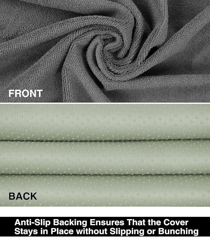 Waterproof Towel Car Seat Cover, Sweatproof Non-Slip Seat Protector, Universal Fit for Front Bucket or Rear Bench Seat of Cars, SUVs, Vans, Trucks, Compatible with Airbags and Armrests (Gray, 2 Pack)