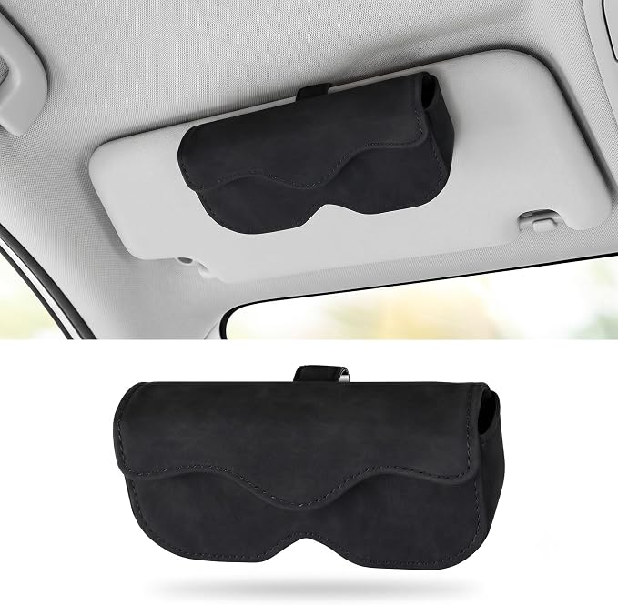 Car Seat Side Tissue Holder, Lightweight Leather Tissue Box Holder, Multi-purpose Hanging Storage Box for Sunglasses Tissues, Universal Interior Accessories for Seat Back Headrest (Black)