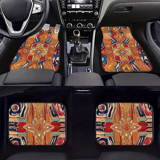 Car Floor Mats Non-Slip Automotive Floor Mats All-Weather Front Rear Car Floor Foot Mat Sets of 4 Pieces Foot Mats Rugs Carpet for Car Trucks SUV Sedans (Fangao-01)