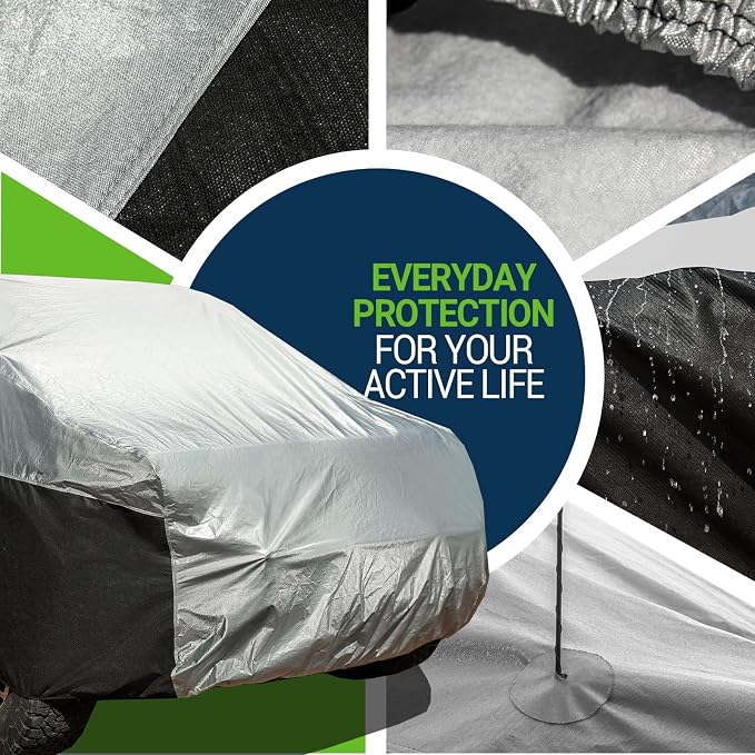 Season Guard Ultimate Plus Truck Cover,100% Waterproof Aluminium with Cotton Fleece and Breathable Fabric with Two Extra 19.6ft Windproof Tie Down Straps,Fits Truck up to 240"