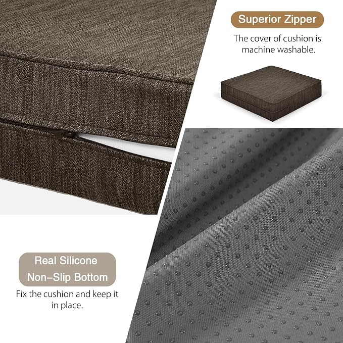baibu Extra Large Dual-Layer Gel Memory Foam Recliner Cushions for Elderly, 20x20x5 Inch Thick Non-Slip Recliner Seat Cushion Suitable for Couch for Easy to Stand Up & Reduce Hip Pain, Dark Brown