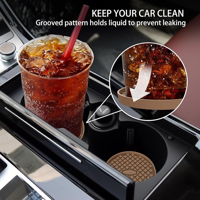 ME.FAN Car Cup Coasters [4 Pack] Silicone Car Coasters/Cup Mats, Non-Slip Recessed Car Interior Accessories Coffee