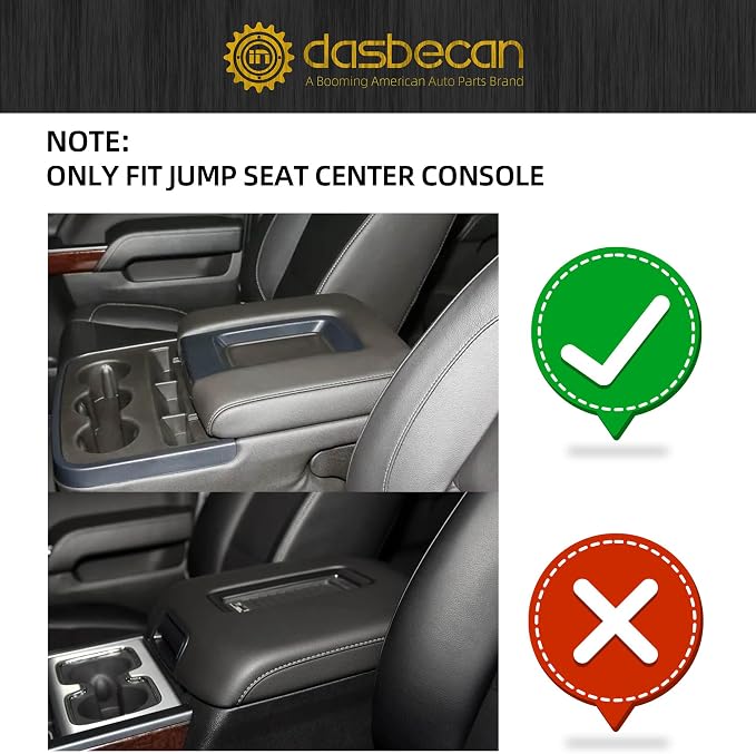 Dasbecan Front Seat Center Console Armrest Lid Compatible with 2014-2018 Chevy(Chevrolet) Silverado/GMC Sierra 1500 2500HD 3500HD Storage Compartment Lid Black Replace# 22881398