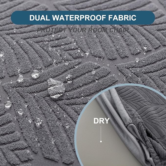 Waterproof Stretch Seat Covers,Dining Room Chair for 2 Set Removable Washable Chair Slipcover Protectors,Rear Covers,Dark Grey