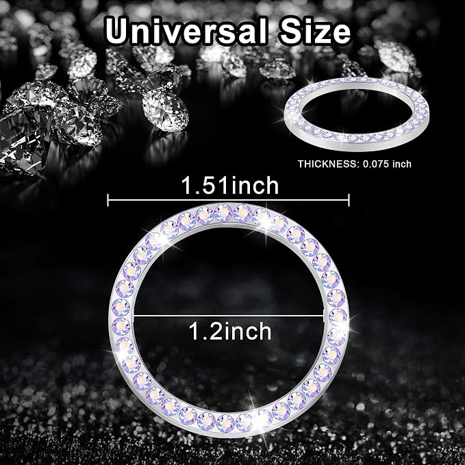 LivTee 2 PCS Crystal Rhinestone Car Engine Start Stop Decoration Ring, Bling Car Interior Accessories for Women, Push to Start Button Cover Sticker, Automotive Decals, Colorful