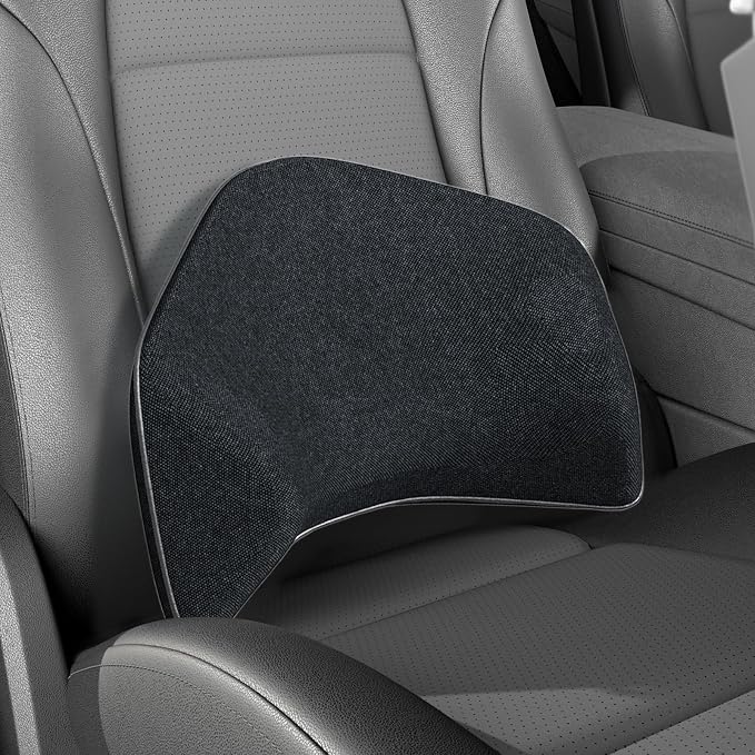 Super Snug Lumbar Support Pillow for Car, 100% Memory Foam Back Support | Breathable Removable Cover, Ergonomic Design - Back Pillow Lumbar Support Pillow for Car Seat/Back Pain Relief(Black, 1PC)
