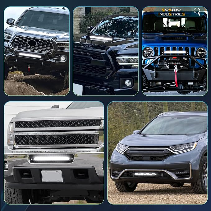 18 Inch Light Bar Slim, SWATOW INDUSTRIES 80W 18" Single Row LED Bar Spot Flood Offroad Driving Light Bumper Mounts Hood Bulge Mount for F150 Wrangler Toyota Ram Chevy Truck UTV ATV SUV